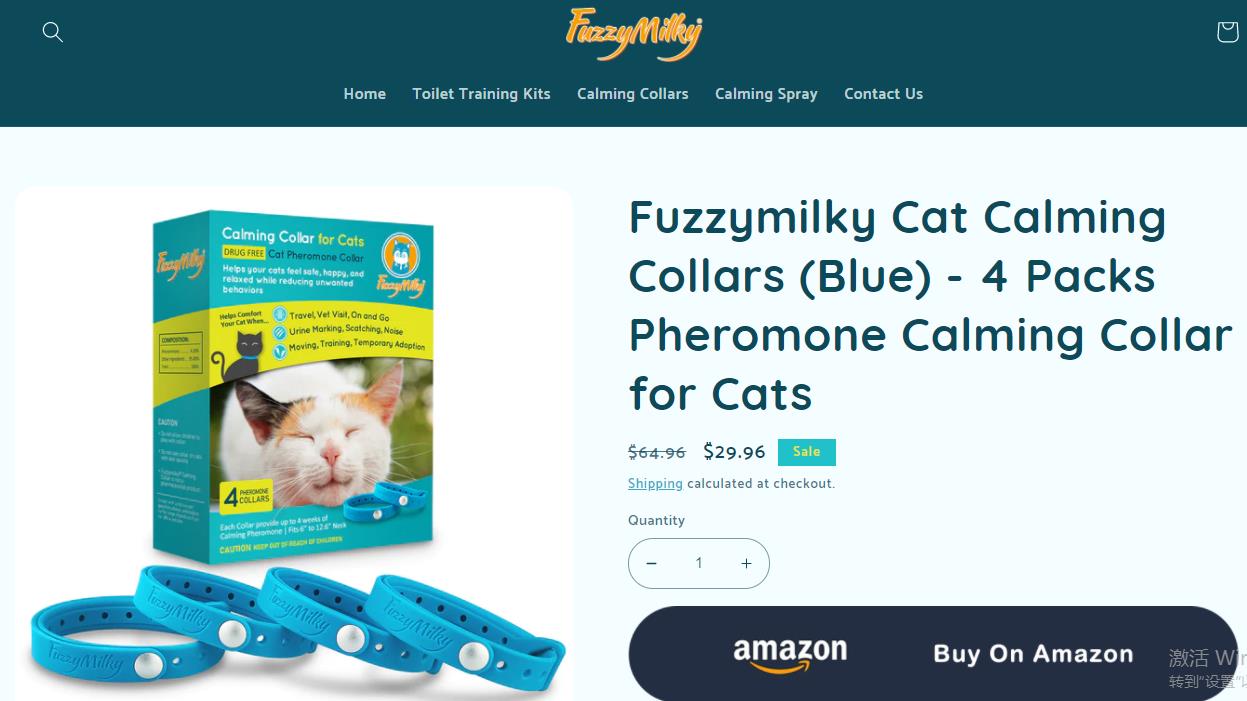 Fuzzymilky cat calming collar for cat (Blue) - 4 Packs Pheromone Calming Collars
